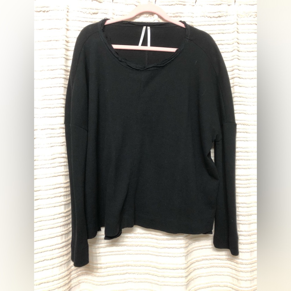 Anthropologie Waffle Knit Raw Hem Top